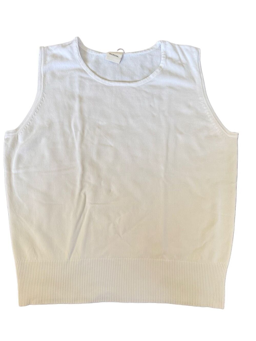Merona XL white knit tank sweater blouse lightweight sleeveless